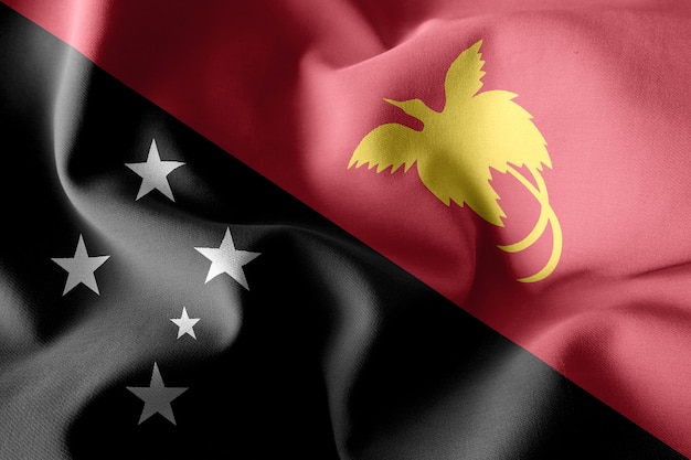 Photo 3d rendering realistic waving silk flag of papua new guinea