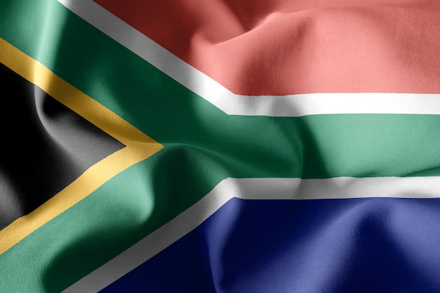 3d rendering realistic waving silk flag of South Africa