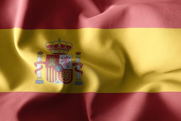 3d rendering realistic waving silk flag of Spain