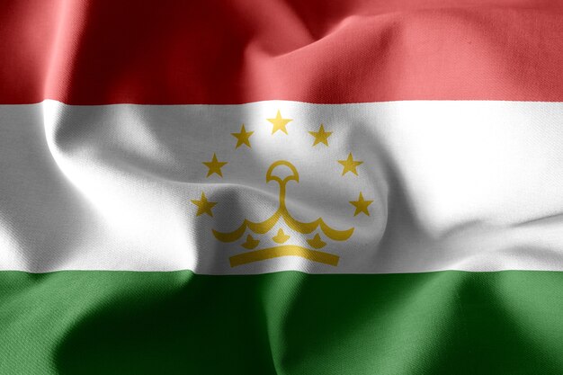 3d rendering realistic waving silk flag of Tajikistan