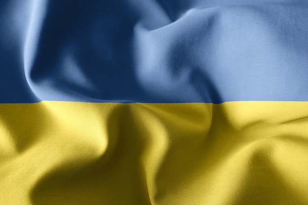 3d rendering realistic waving silk flag of Ukraine