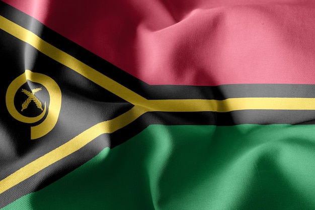 3d rendering realistic waving silk flag of Vanuatu