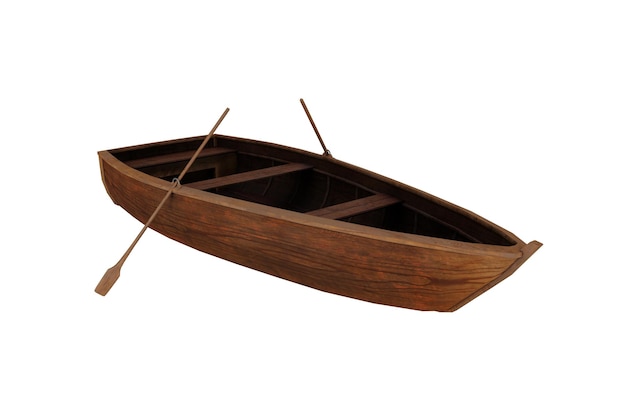 3d rendering realistic wooden canoe