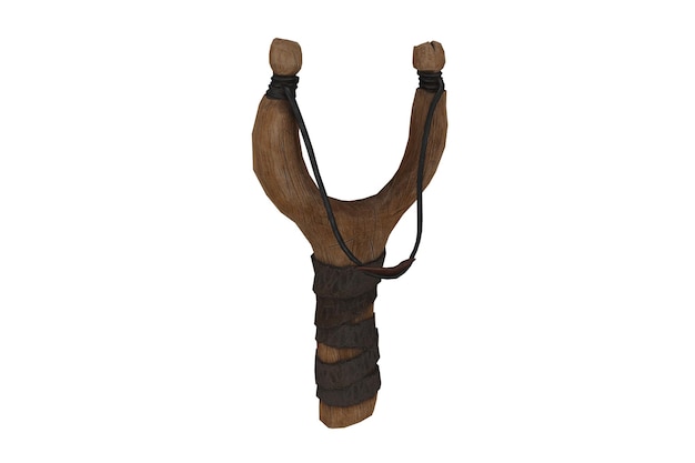 3d rendering realistic wooden slingshot, slingshot concept