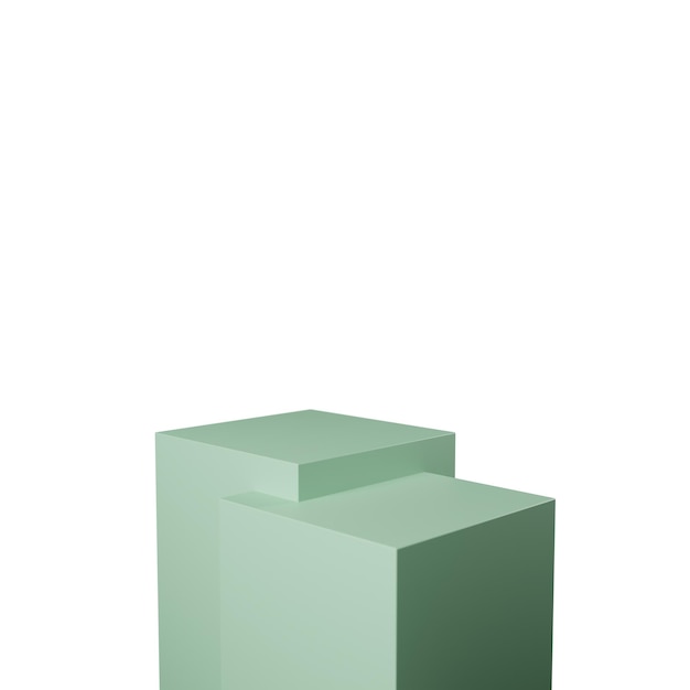 3D-rendering realistisch minimaal 2 stapelen vierkante vorm geometrische pastel groen podium voor product