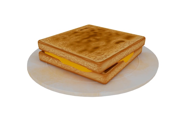 3D-rendering realistische kaas toast