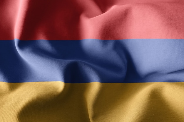 3D-rendering realistische wapperende zijden vlag van Armenië