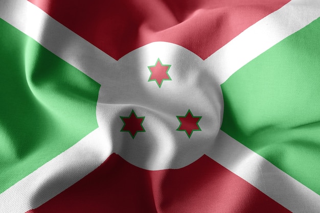 3D-rendering realistische wapperende zijden vlag van Burundi