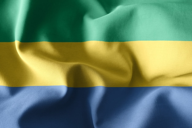 3D-rendering realistische wapperende zijden vlag van Gabon