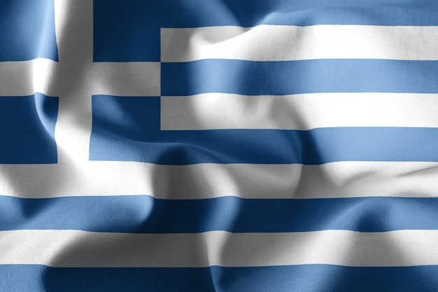 3D-rendering realistische wapperende zijden vlag van Griekenland