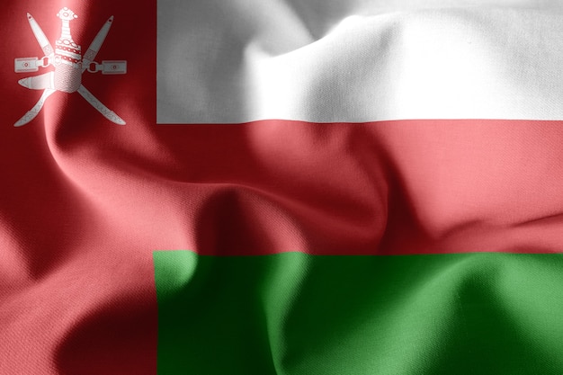 3D-rendering realistische wapperende zijden vlag van Oman