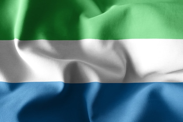 3D-rendering realistische wapperende zijden vlag van Sierra Leone