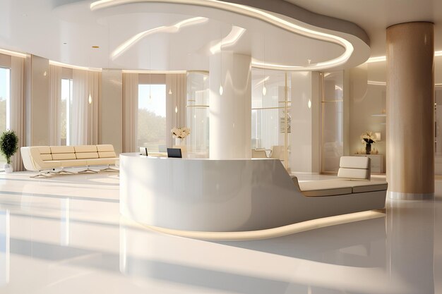 3D Rendering of the Reception Area in a Hospital