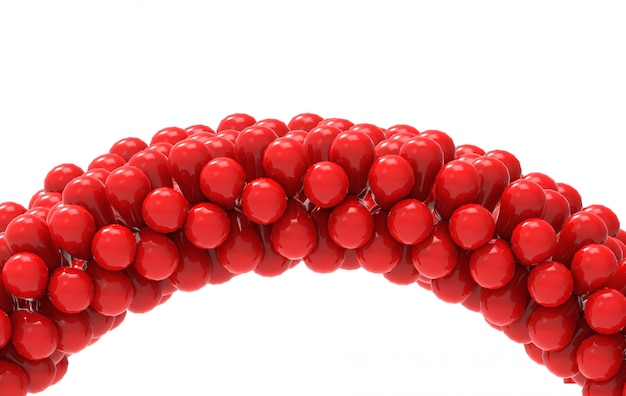 3d rendering. red balloons curve gate with clipping path isolated on white .