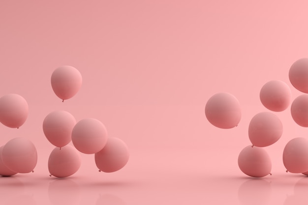 3D-рендеринг плавающих красных воздушных шаров