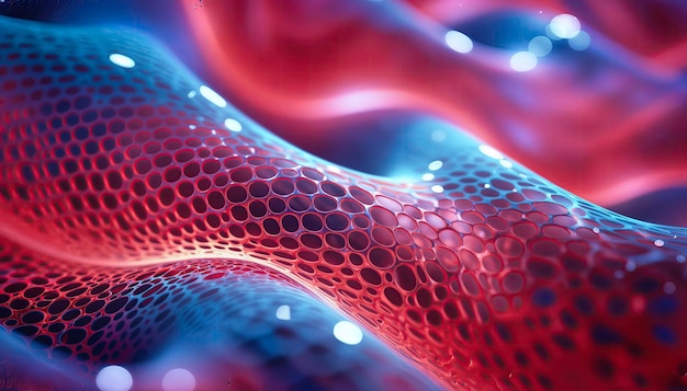 3D rendering of a red and blue organic structure