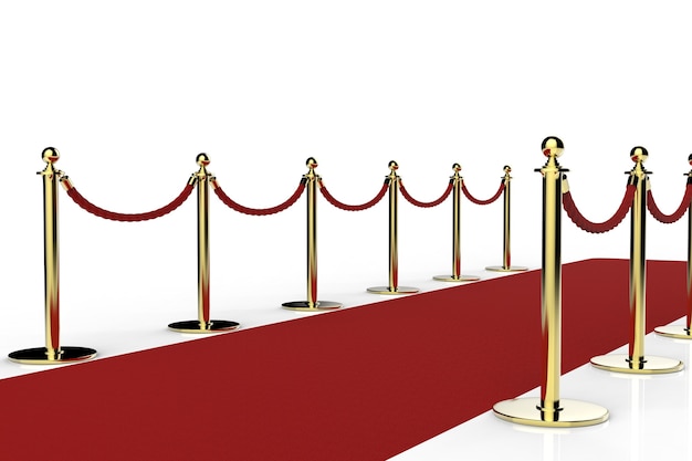 3d Rendering Red Carpet With Rope Barrier