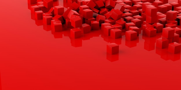 Photo 3d rendering red cubes and background