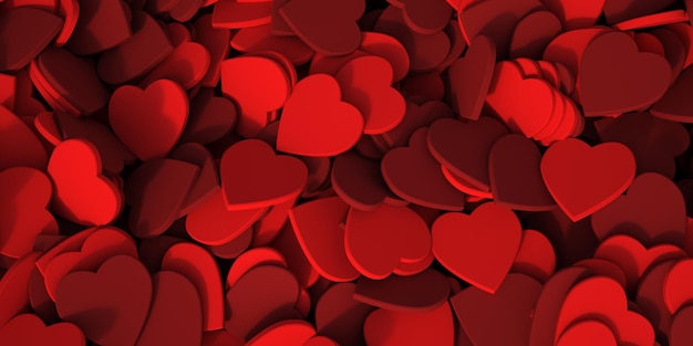 3D rendering of a red hearts background