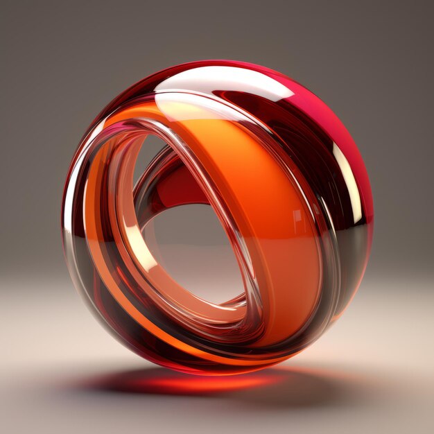 3d rendering of a red and orange glass sphere