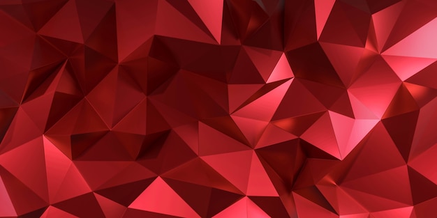 3d rendering of red polygon abstract triangle background geometric.