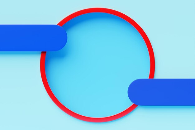 Foto rendering 3d del portale del toroide frattale rotondo rosso su sfondo monocromo isolato blu