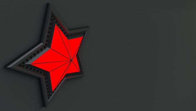 黒の背景に分離された赤い星の 3 D レンダリング