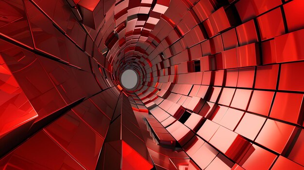 3D rendering Red tunnel Abstract background