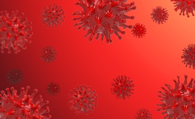 Rendering 3d del virus rosso