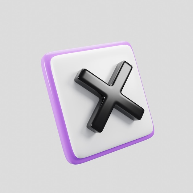 3d rendering reject icon concept with cartoon style clipboard