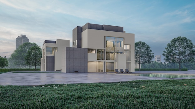 3D Rendering Of Residential House Visualization