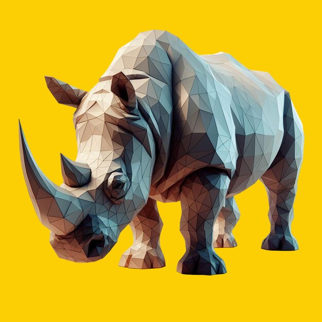 고립된 Rhino 낮은 다각형의 3D 렌더링