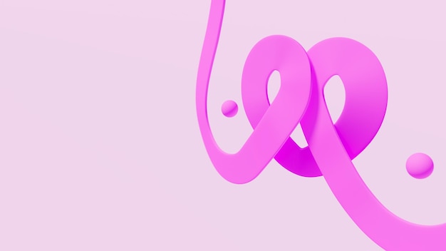 3d rendering of a ribbon forming a heart and a woman's breast theme fight against breast cancer