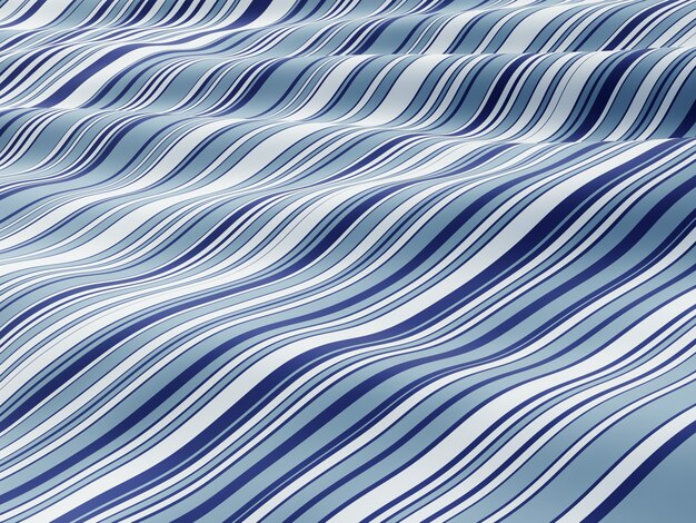 3D rendering. Rippled clothes. Striped wave background