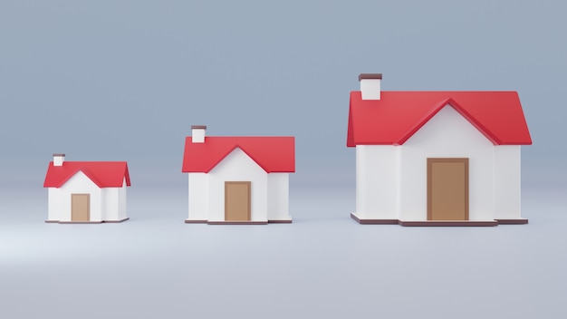 上昇する家のサイズの3Dレンダリング