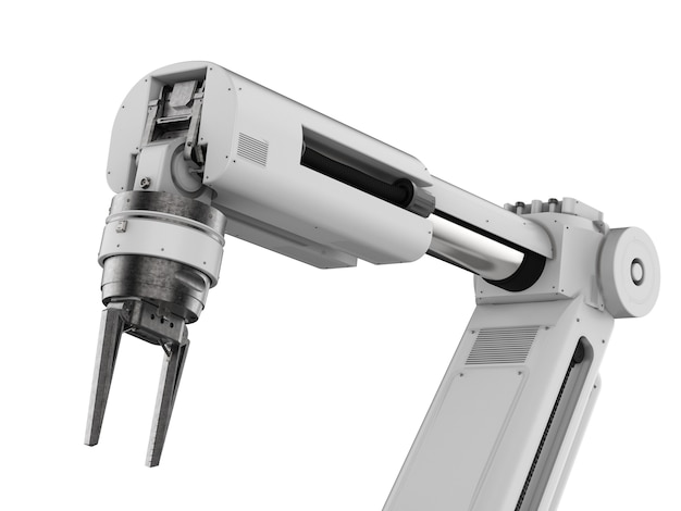 3d rendering robot arm on white background