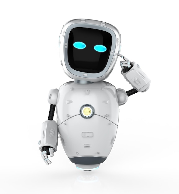 3d rendering robot assistant think or compute