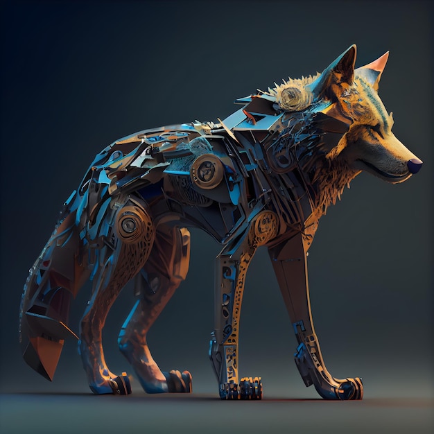 3D rendering of a robot in the form of a wolf