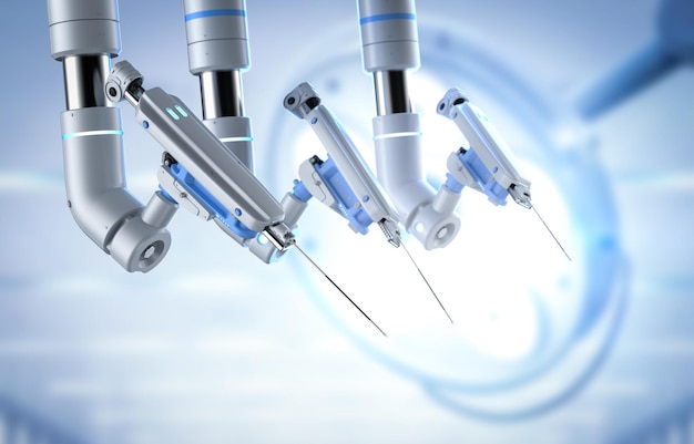 3D rendering robot geassisteerde chirurgie machine met chirurgie lichten