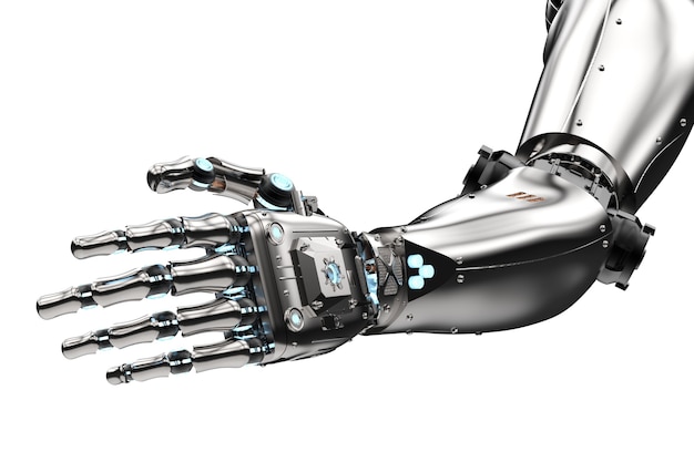 3D-rendering robot hand bereiken geïsoleerd op wit