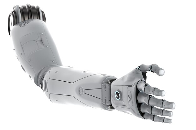 3D-rendering robot hand geïsoleerd op wit