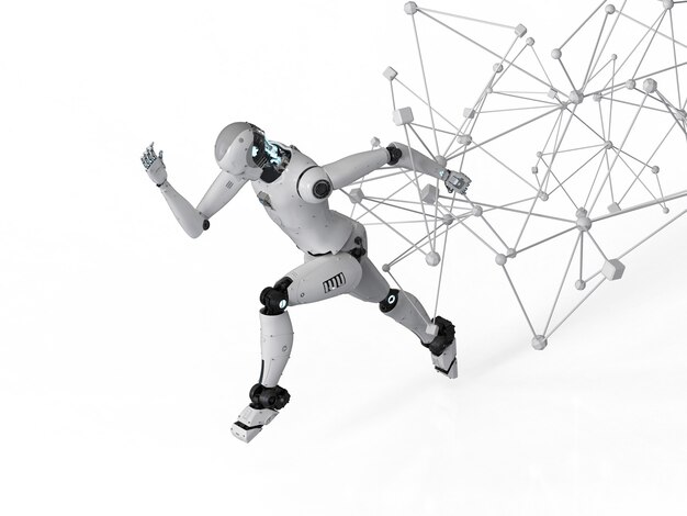 3d rendering robot running with connection structure