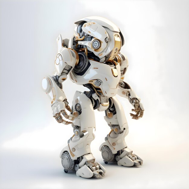 Photo 3d rendering of a robot on a white background with clipping path