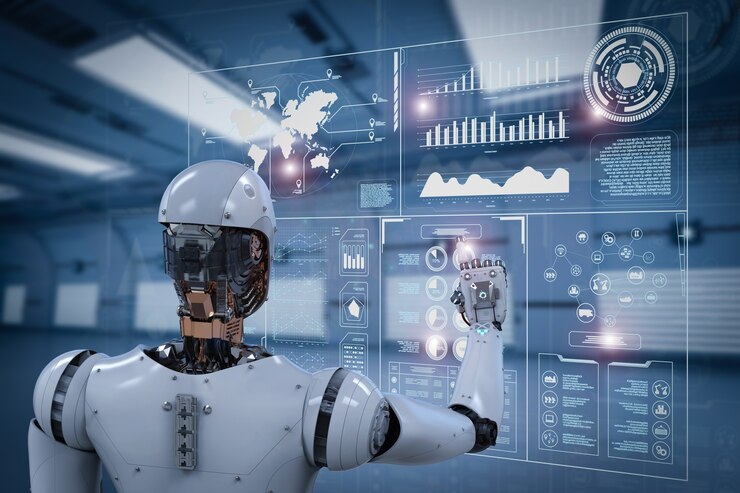 デジタルディスプレイで動作する3Dレンダリングロボット