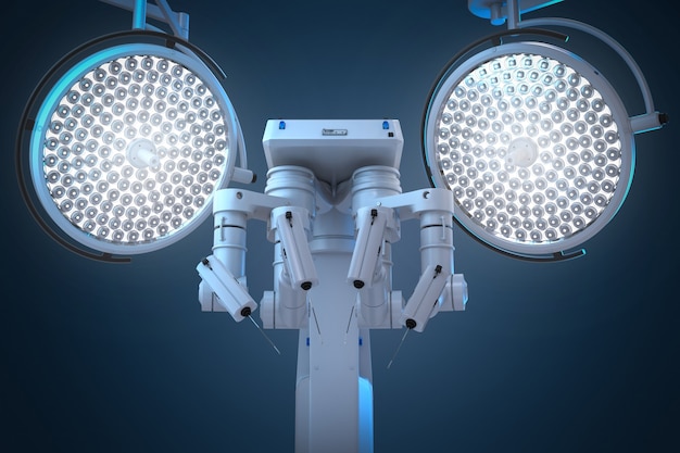 3D-rendering robotchirurgiemachine met operatieverlichting