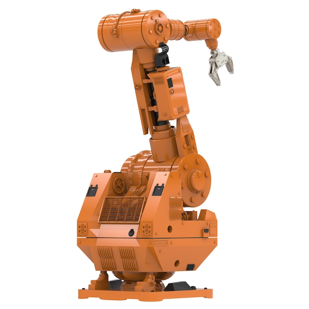 3d rendering robotic arm on white background