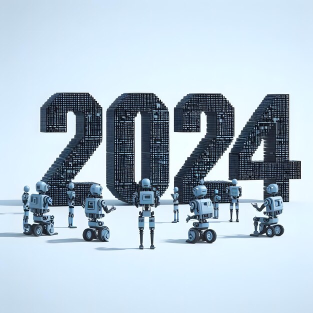 Premium Photo 3D rendering of robots with the number 2025 on a white