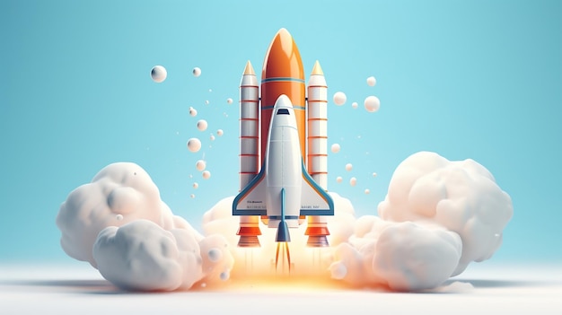 3D rendering Rocket gaat in de ruimte Ai