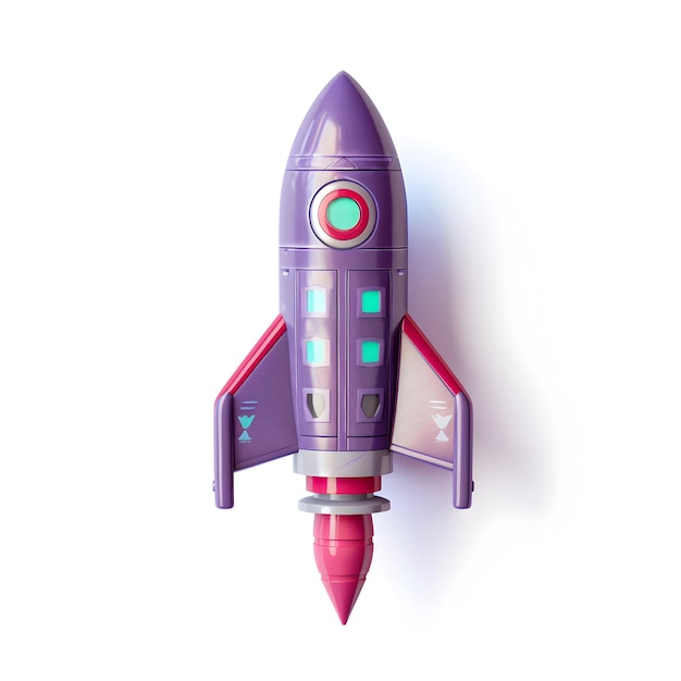 Photo 3d rendering of rocket spaceship launch concept of startups creating something new