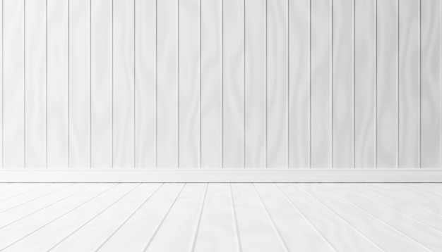 3d rendering room empty White wood plank texture floor background with copy space for your text